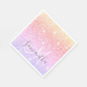 Moderner farbiger Glitzer Glitzern Personalisiert Serviette (Ecke)