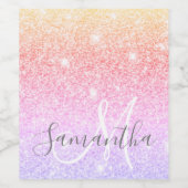 Moderner farbiger Glitzer Glitzern Personalisiert  Weinetikett (Einzelnes Label)