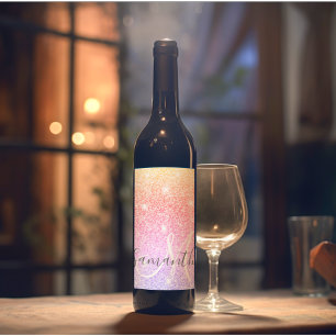 Moderner farbiger Glitzer Glitzern Personalisiert  Weinetikett