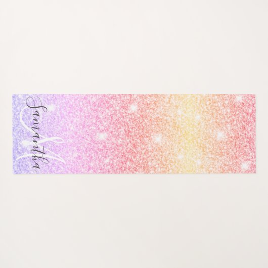 Moderner farbiger Glitzer Glitzern Personalisiert  Yogamatte (Rückseite (Horizontal))
