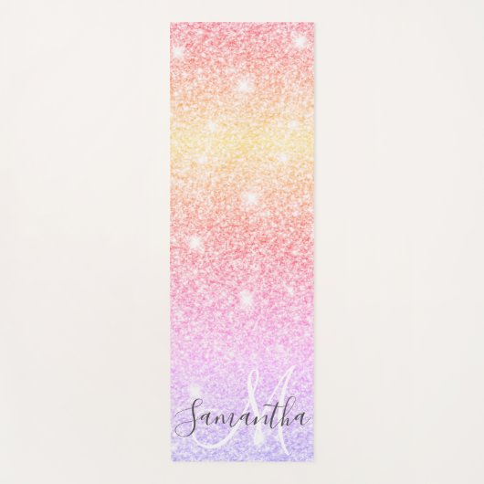 Moderner farbiger Glitzer Glitzern Personalisiert Yogamatte (Vorderseite)