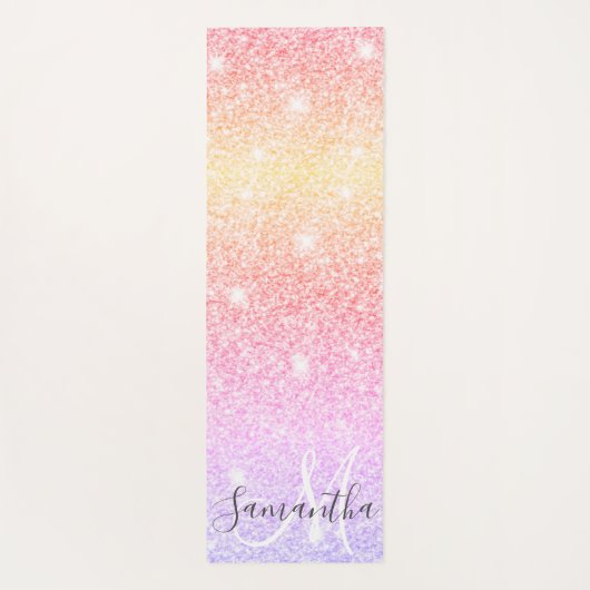 Moderner farbiger Glitzer Glitzern Personalisiert  Yogamatte (Rückseite)