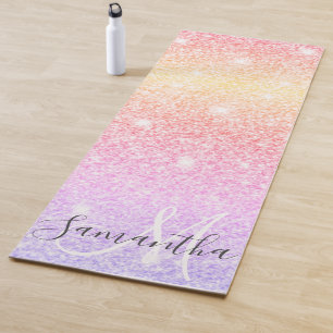 Moderner farbiger Glitzer Glitzern Personalisiert  Yogamatte