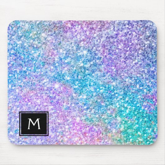 Moderner farbiger Glitzer mit schwarzem Akzent Mousepad (Vorne)