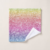 Moderner farbiger Glitzer Ombre Badhandtuch Set (Waschlappen)