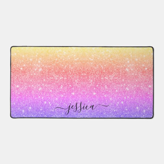 Moderner, farbiger Glitzer-Script-Name Schreibtischunterlage (Vorderseite)