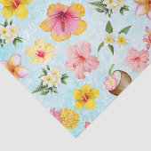 Moderner farbiger Hibiskus aus Hawaii in blau Seidenpapier (Ausschnitt)