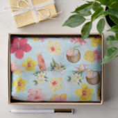 Moderner farbiger Hibiskus aus Hawaii in blau Seidenpapier (Geschenk)