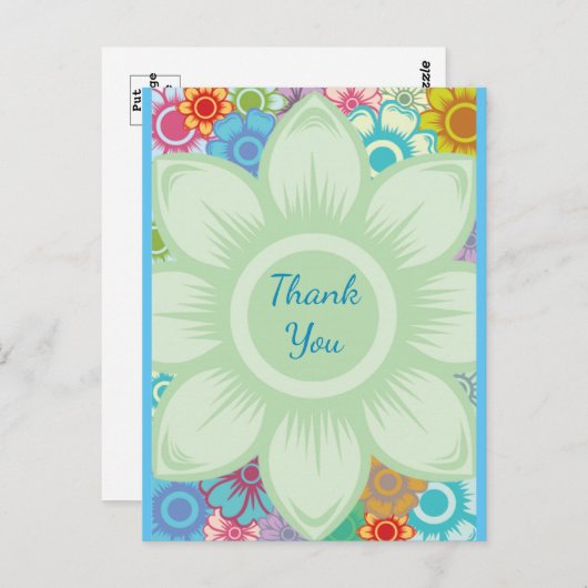 Moderner, farbiger, individueller, floraler Text o Postkarte (Vorne/Hinten)