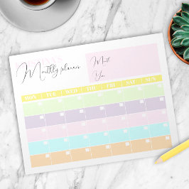 Moderner, farbiger Kalender Monatsplaner Notizblock