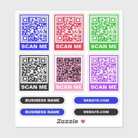 Moderner farbiger QR-CODE - 6 Aufkleber zum Scanne (Blatt)