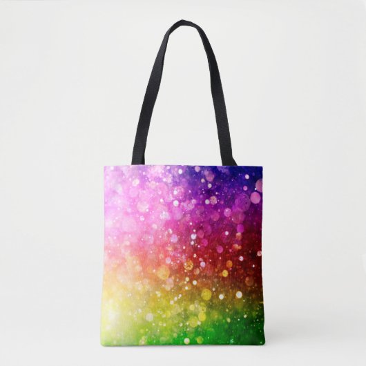 Moderner farbiger Regenbogen Bokeh Glitzer Print Tasche (Vorderseite)