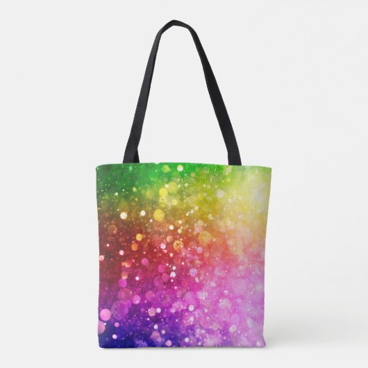Moderner farbiger Regenbogen Bokeh Glitzer Print Tasche (Rückseite)