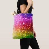 Moderner farbiger Regenbogen Bokeh Glitzer Print Tasche (Von Nahem)