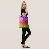 Moderner farbiger Regenbogen Bokeh Glitzer Print Tasche (Am Model)
