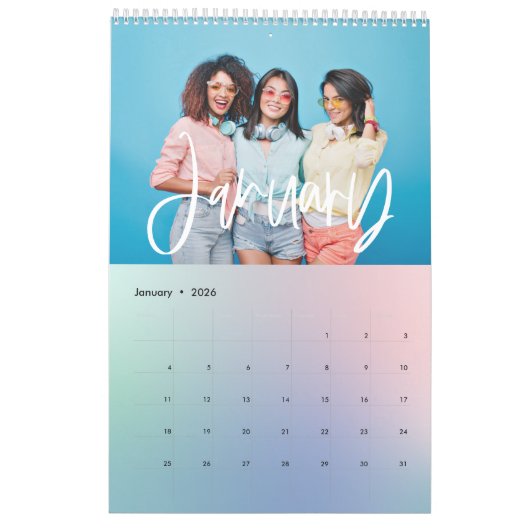 Moderner, farbiger Regenbogen-karierter Foto Kalender (Jan 2026)