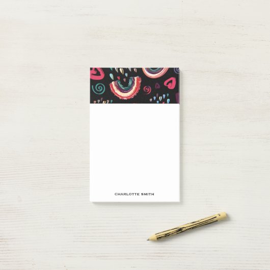 Moderner, farbiger Regenbogen Post-it Klebezettel (Auf Schreibtisch)