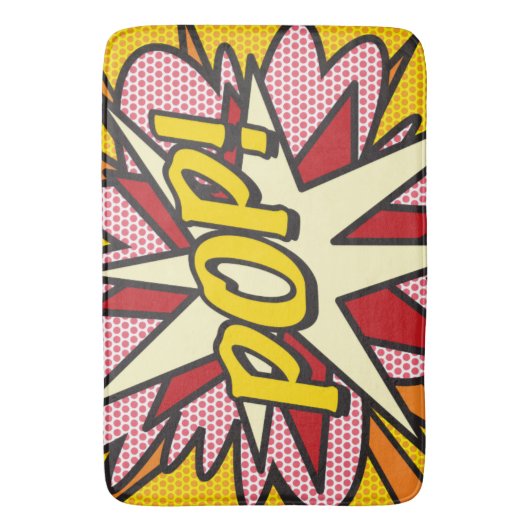 Moderner farbiger typografischer Fun-Comic-Pop Badematte (Vorderseite Vertikal)