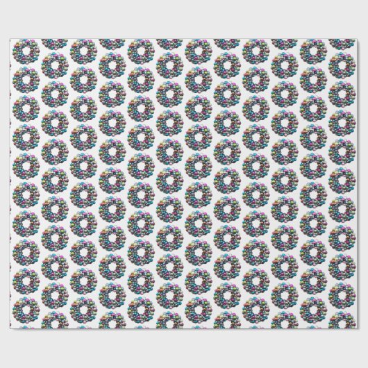 Moderner, farbiger Weihnachtskranz Geschenkpapier (Flach)