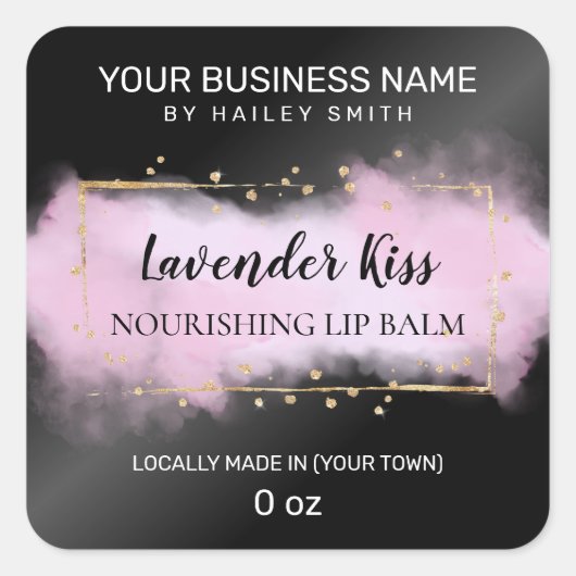 Moderner Farbschwarz und Lila Goldlippe-Balken Quadratischer Aufkleber (Vorderseite)