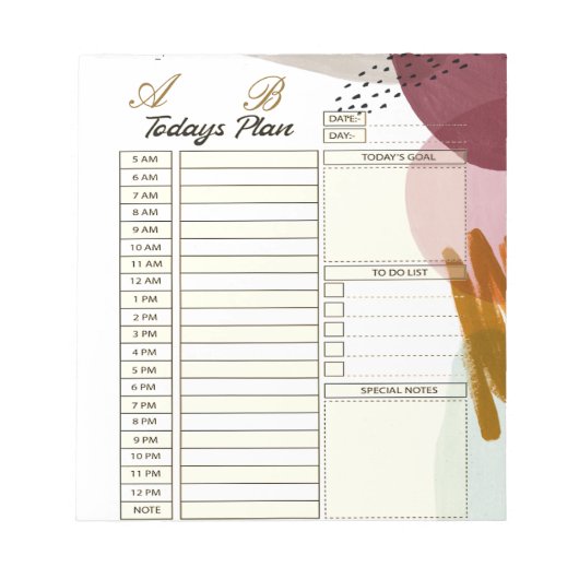 Moderner Farbtagsplaner Notizblock (Vorderseite)