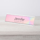 Moderner Farbverlauf bunter holografischer Makeup- Schreibtischnamensplakette (Vorderseite )