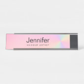 Moderner Farbverlauf bunter holografischer Makeup- Schreibtischnamensplakette (Vorderseite )