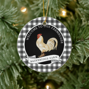 Moderner Farmhouse-Stil Hahn Familienname Keramik Ornament