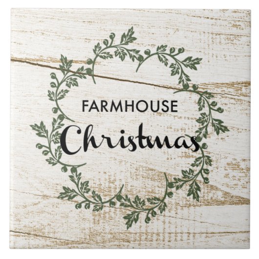 Moderner Farmhouse-Weihnachtskranz Rustikales Holz Fliese (Vorderseite)