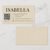 Moderner Faux-Leinen-Hochzeitsfotograf QR-Code Visitenkarte (Vorne/Hinten)