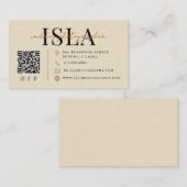 Moderner Faux-Leinen-Hochzeitsfotograf QR-Code Visitenkarte (Vorne/Hinten)