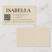 Moderner Faux-Leinen-Hochzeitsfotograf QR-Code Visitenkarte (Vorne/Hinten)