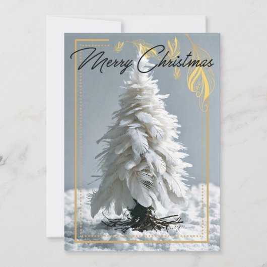 Moderner Feather Weihnachtsbaum Feiertagskarte (Vorderseite)