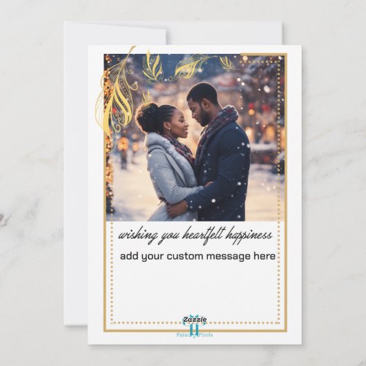 Moderner Feather Weihnachtsbaum Feiertagskarte (Rückseite)