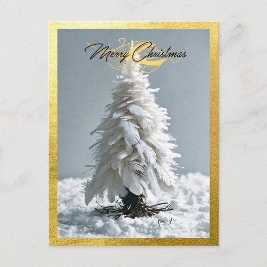 Moderner Feather Weihnachtsbaum Feiertagspostkarte (Vorderseite)