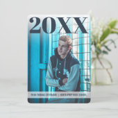 Moderner, feiner Abschluss | Navy Blue | 2 FOTO Einladung (Stehend Vorderseite)