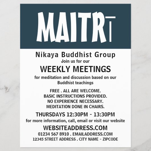 Moderner, feiner buddhistischer Flyer für Gruppenw (Vorne)