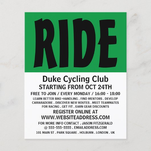 Moderner, feiner, Cycling Club Werbung Flyer (Vorne)