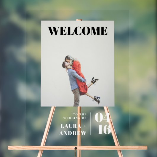 Moderner, feiner Foto-Script-Begrüßung Acrylschild (Neutral)