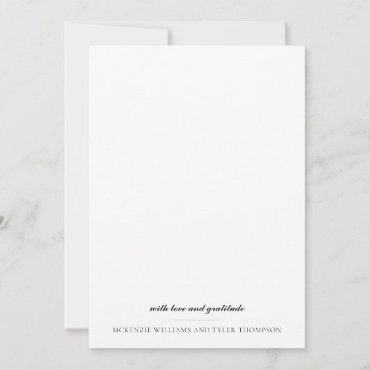 Moderner, feiner Großtext Dankeskarte (Rückseite)