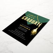 Moderner, feiner grüner Abschluss Folieneinladung (Gedreht)