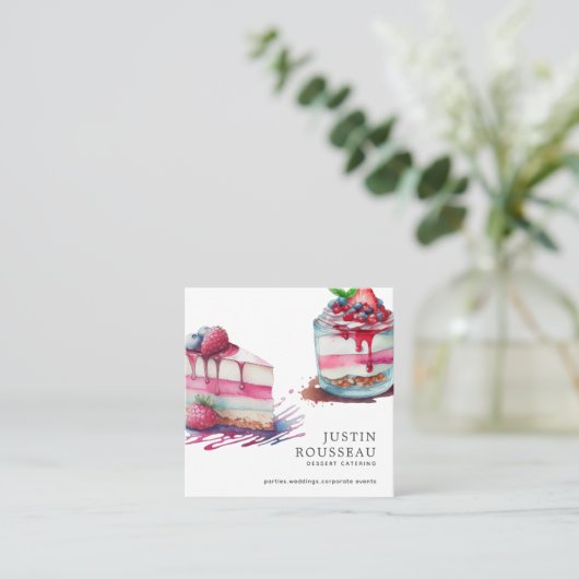 Moderner, feiner Koch für Wasserfarben Baker Kondi Quadratische Visitenkarte (Stehend Vorderseite)