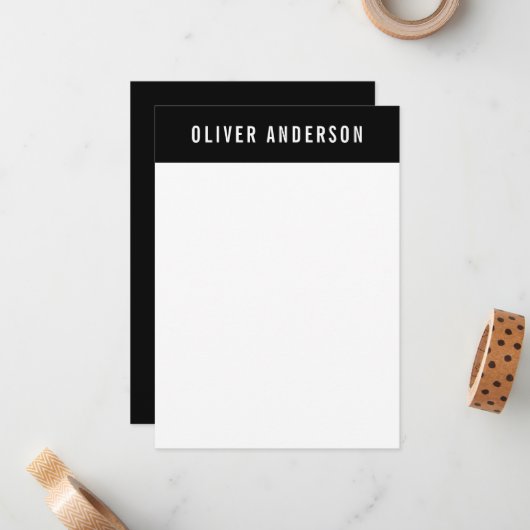 Moderner, feiner Name mit bearbeitbarer Headerfarb Mitteilungskarte (Vorderseite/Rückseite Beispiel)