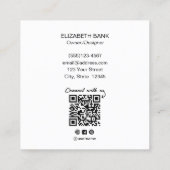 Moderner, feiner schwarzer Typografie-QR-Code Quadratische Visitenkarte (Rückseite)