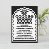 Moderner, feiner schwarzer Wavy Arch Double Abschl Einladung (Stehend Vorderseite)