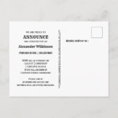 Moderner, feiner Script-Minimal-Foto-Abschluss Ankündigungspostkarte (Rückseite)