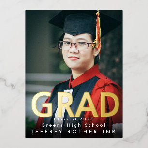 Moderner, feiner Typ-1-Foto-Abschluss Folie Einladungspostkarte