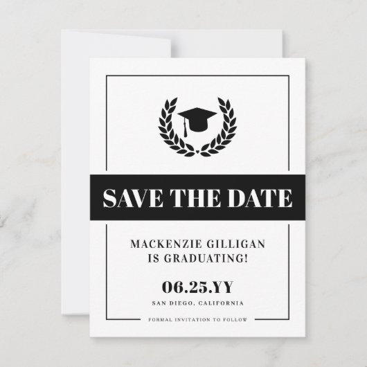 Moderner, feiner und eleganter Abschluss Save The Date (Vorderseite)