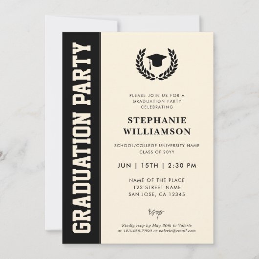 Moderner, feiner und eleganter Foto Abschluss Einladung (Vorderseite)