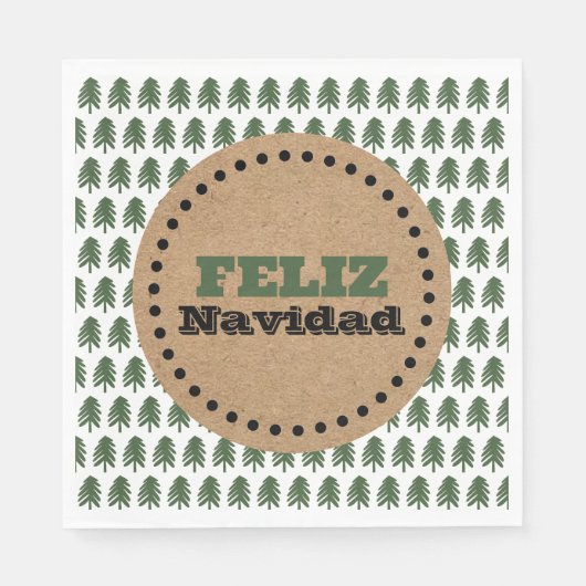 Moderner FELIZ NAVIDAD Weihnachtsbaum Serviette (Vorderseite)